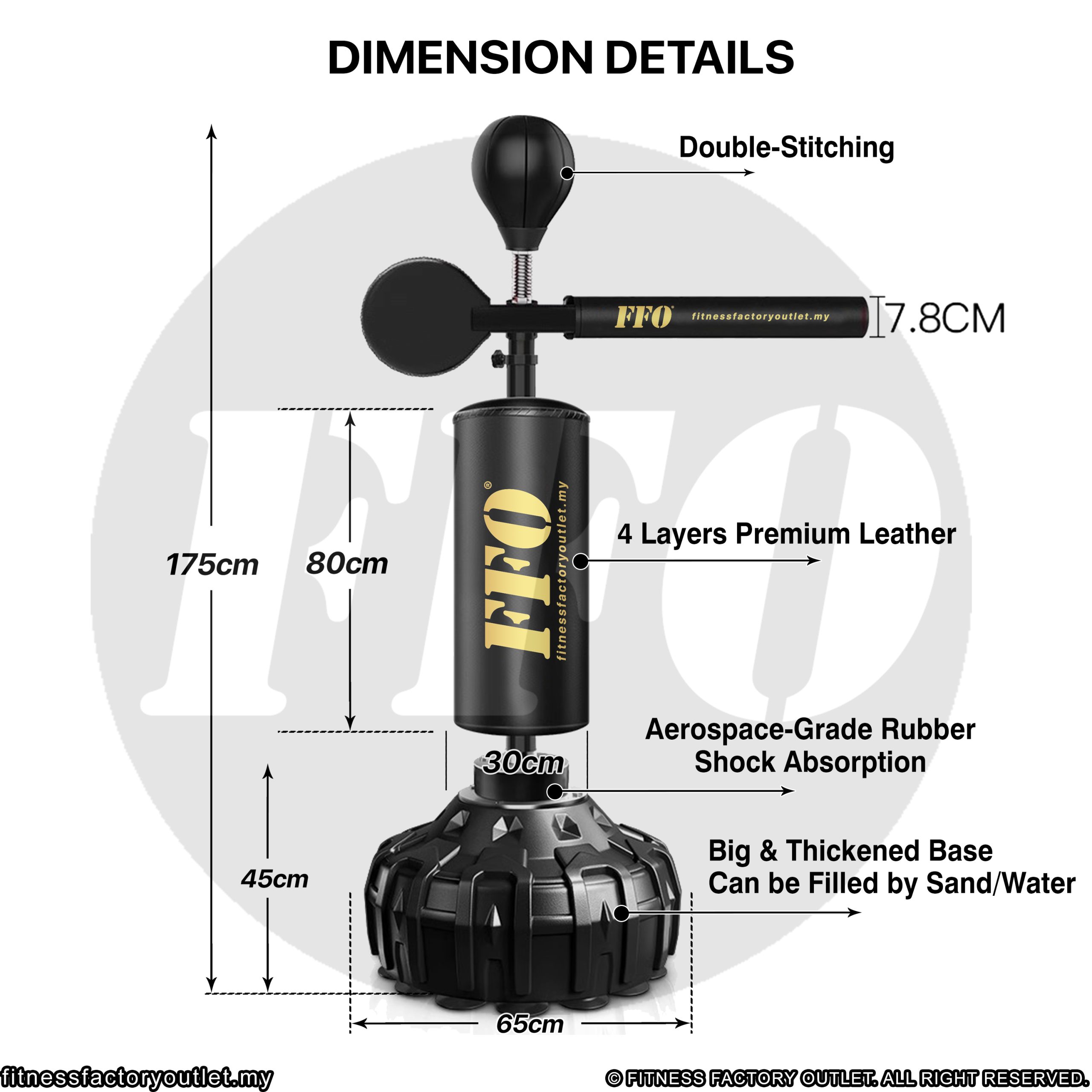 FFO Standing Punch Bag Reflex Spinning Bar Rotate Speed Ball Reaction Boxing MMA UFC MuayThai